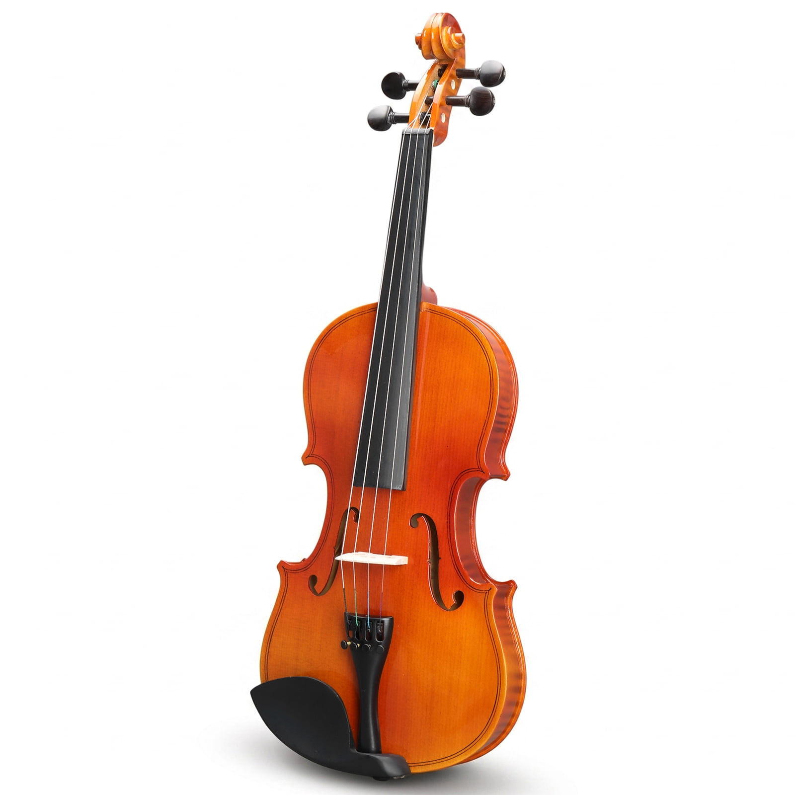 4/4 Natural Tiger-Striped Acoustic Violin Set Includes Pitch Stickers, Tuner, Strings, Shoulder Rest, Rosin, Bow