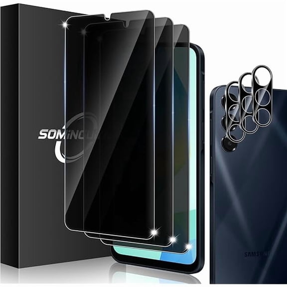 4+4 Pack for Samsung Galaxy A16 5G Privacy Screen Protector & Phone Camera Lens Protector 9H Tempered Glass Cell Phone Protector, Anti-Fingerprint (Galaxy A16 Privacy)