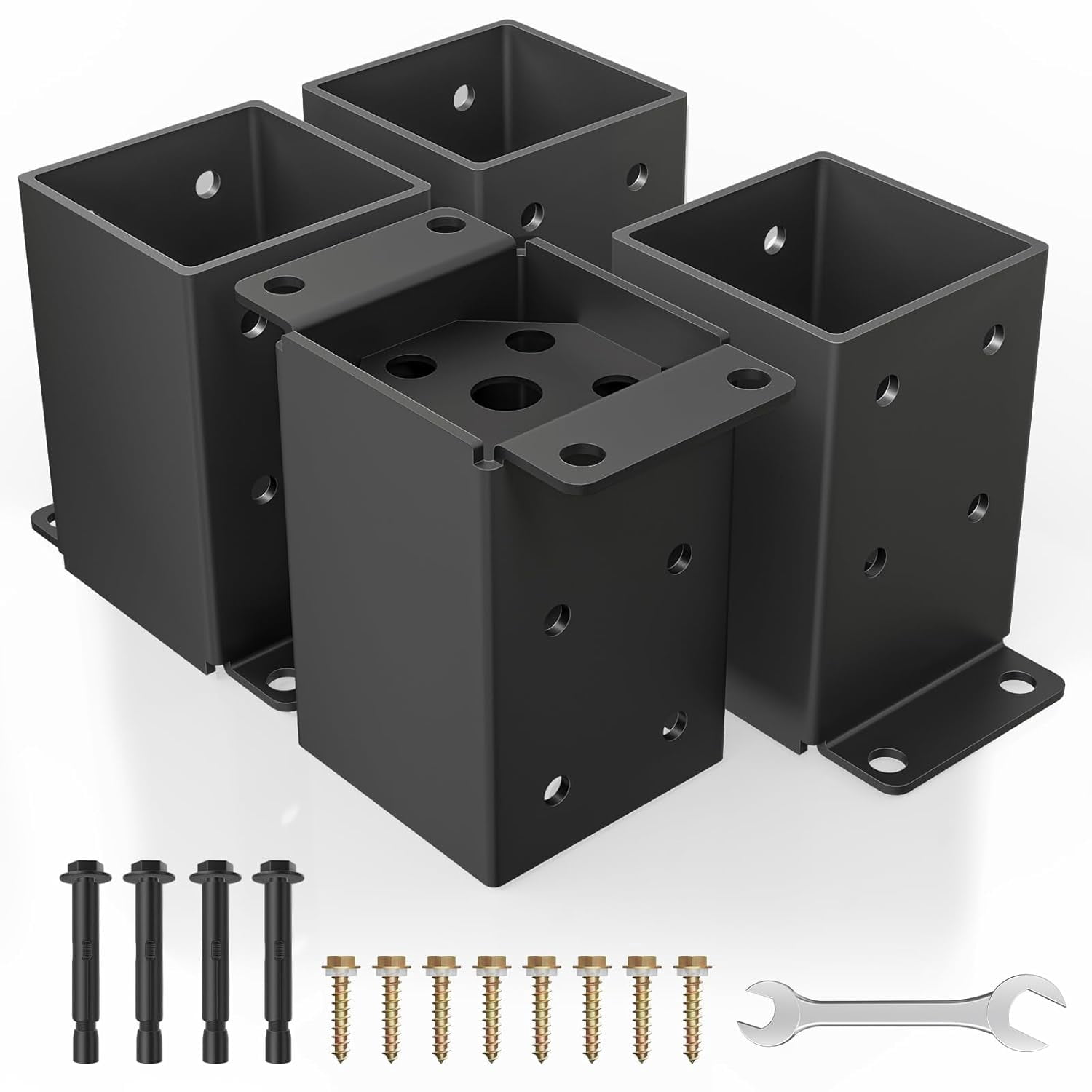 4×4 Post Base, Inner Size 3.5""x3.5"" Deck Post Brackets, Heavy Duty ...