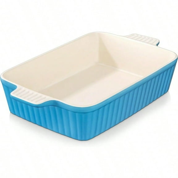 4.4 QT Baking Dish 9x13 Large Casserole Dish for Oven Ceramic Baking Pan Rectangular Lasagna Pan Deep with Handles for Baking Durable Microwave Oven Safe Wedding Gift White Series
