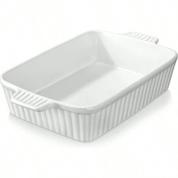 pupikeji 4.4 QT Baking Dish, 9x13 Large Casserole Dish for Oven, Ceramic Baking Pan, Rectangular Lasagna Pan Deep with Handles for Baking, Durable Microwave Oven Safe,