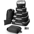 thumbnail image 1 of 4+4 Set Packing Cubes, Travel Luggage Organizers,Black, 1 of 8