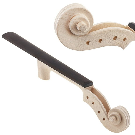 4/4 Size Maple Violin Neck Ebony Fingerboard Violin DIY Kit with Hand Carved Scroll