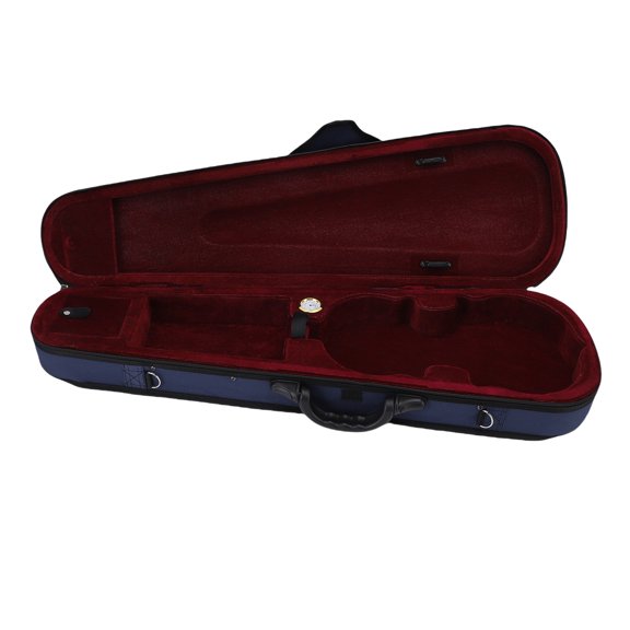 4/4 Violin Case Oxford Fabric Triangular Violin Bag Soft Red Velvet Lining Shockproof Hard Shell Cover Lightweight Storage Box with Humidity Meter & Shoulder Straps