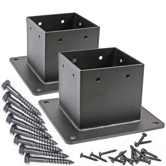 4*4"(actual: 3.5*3.5inch) Stainless Steel Flange Anchor Base With Screws For Deck Railing Black Finish (2 Pack)