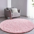 thumbnail image 1 of 4*4 ft Fluffy Rug Carpets,Topboutique Pink Round Rug,Plush Shaggy Area Rug for Living Room,Comfy Nursery Rug for Kids Bedroom,Bedside Rug for Boys Girls Room Home Decor Mats, 1 of 8