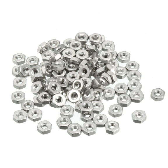 4#-40 304 Stainless Steel Hexagon Hex Nut Silver Tone 100 Pack