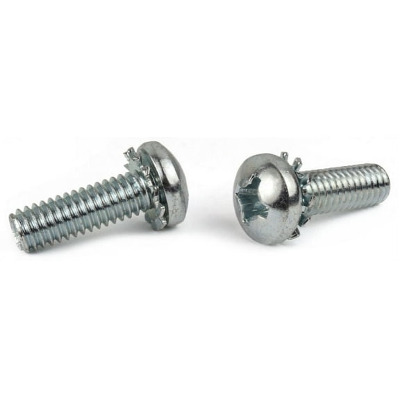4-40 x 1 3/4" SEMS Screws / External Tooth Washer / Phillips / Pan Head / Steel / Zinc - 6000 Piece Carton