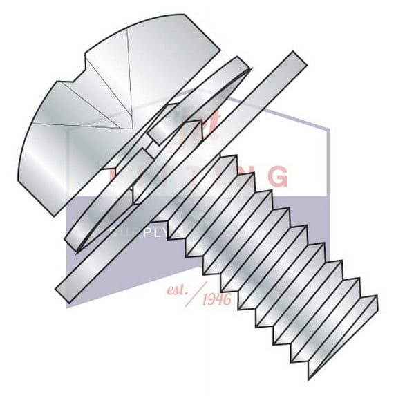 4-40 x 1/4" Double SEMS Screws | Flat & Split Washers | Phillips | Pan Head | Steel | Zinc (Quantity: 10000)