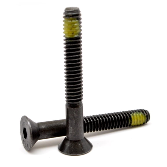 #4-40 x 1/4" (FT) Coarse Thread Socket Flat Head Cap Screw Nylon Patch Alloy Steel Black Oxide Pk 25
