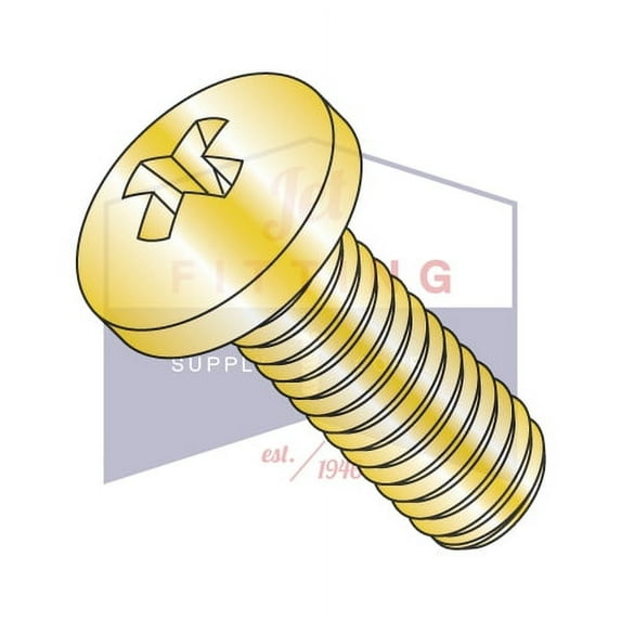 4-40 x 1" Machine Screws | Phillips | Pan Head | Steel | Zinc Yellow (Quantity: 10000)
