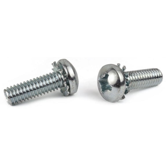 4-40 x 3/16" SEMS Screws / External Tooth Washer / Phillips / Pan Head / Steel / Zinc - 10000 Piece Carton