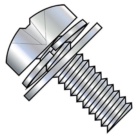 4-40X1/2 Phillips Pan Split Lock & Narrow Flat Washer Sems Fully Threaded Zinc (Pack Qty 10,000) BC-0408SNPP
