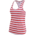 thumbnail image 1 of 4.42 oz Juniors Performance Racer Tank, Cayenne & White Stripe - Large, 1 of 1