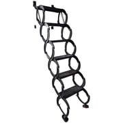 4.43-5.09ft Wall-mounted Folding Ladder Pull Down Attic Stair 6-Step 440lbs Capacity Carbon Steel Black