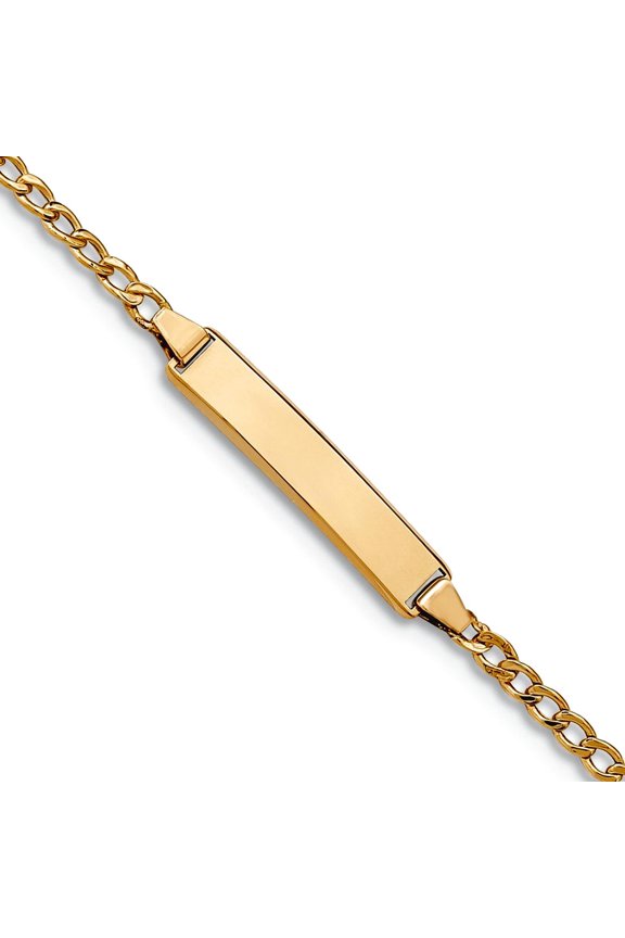 4.44mm 10k Yellow Gold Semi-solid Curb Link ID Bracelet 7 Inch Identification Bracelet for Women