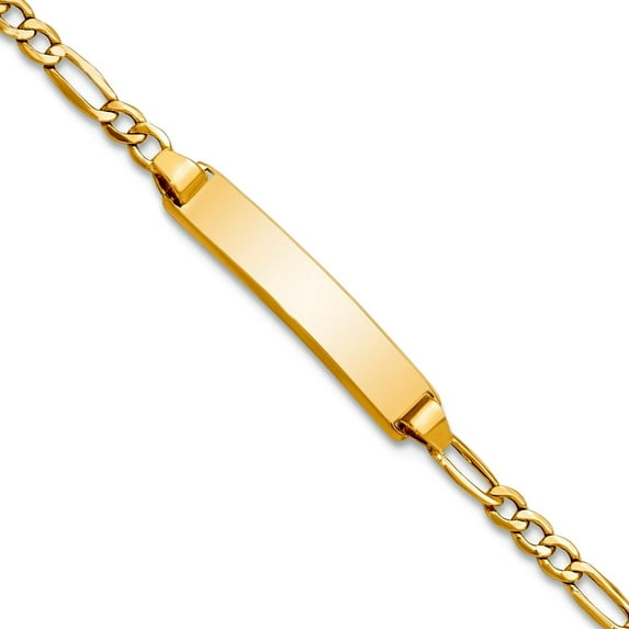 4.44mm 10k Yellow Gold Semi-solid Figaro Link ID Bracelet 7 Inch Identification Bracelet for Women