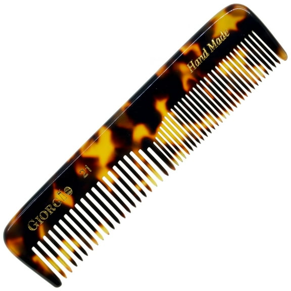 Giorgio G21 FineTooth and WideTooth Pocket Comb - Hair Styling Comb for Men and Women, Handmade Beard and Mustache Grooming Comb, Saw Cut and Polished Travel Grooming Tool