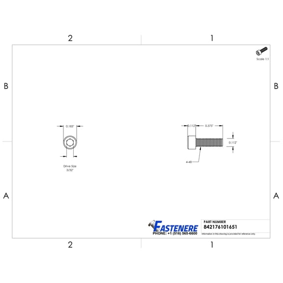 4-48 x 3/8 Socket Head Cap Screws, Full Thread, Allen Socket Drive, Stainless Steel 18-8, Bright Finish, Quantity 100 Pieces