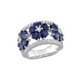 thumbnail image 1 of 4.49 Carat (Ctw) Lab-Created Blue Sapphire Flower Band Ring in Sterling Silver for Women, 1 of 6