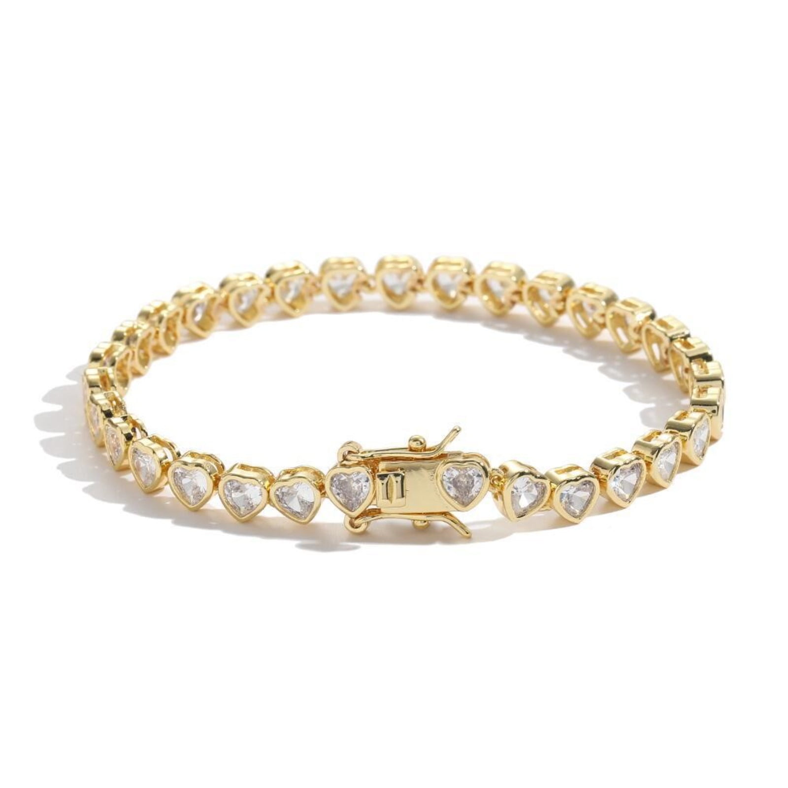 4*4MM Tennis Bracelets for Women 18K Gold Plated Classic Simulated ...