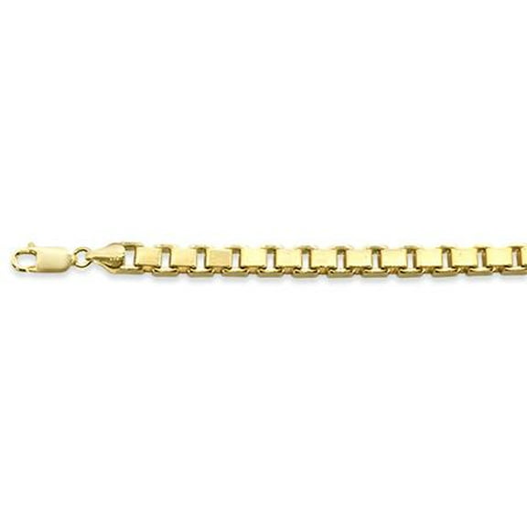 4.4MM Yellow Gold Plated SQUARE Box Chain .925 Solid Sterling Silver 20 Inches