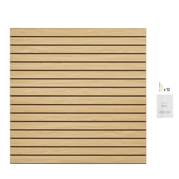 44ft Natural MDF Garage Slat Wall Panel, Modular Interlock DIY Cuttable Storage Display Wall Board
