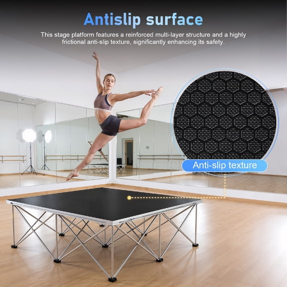 Supvox Portable Black Stage Platform, Robust Aluminum Design, Easy Setup for Events