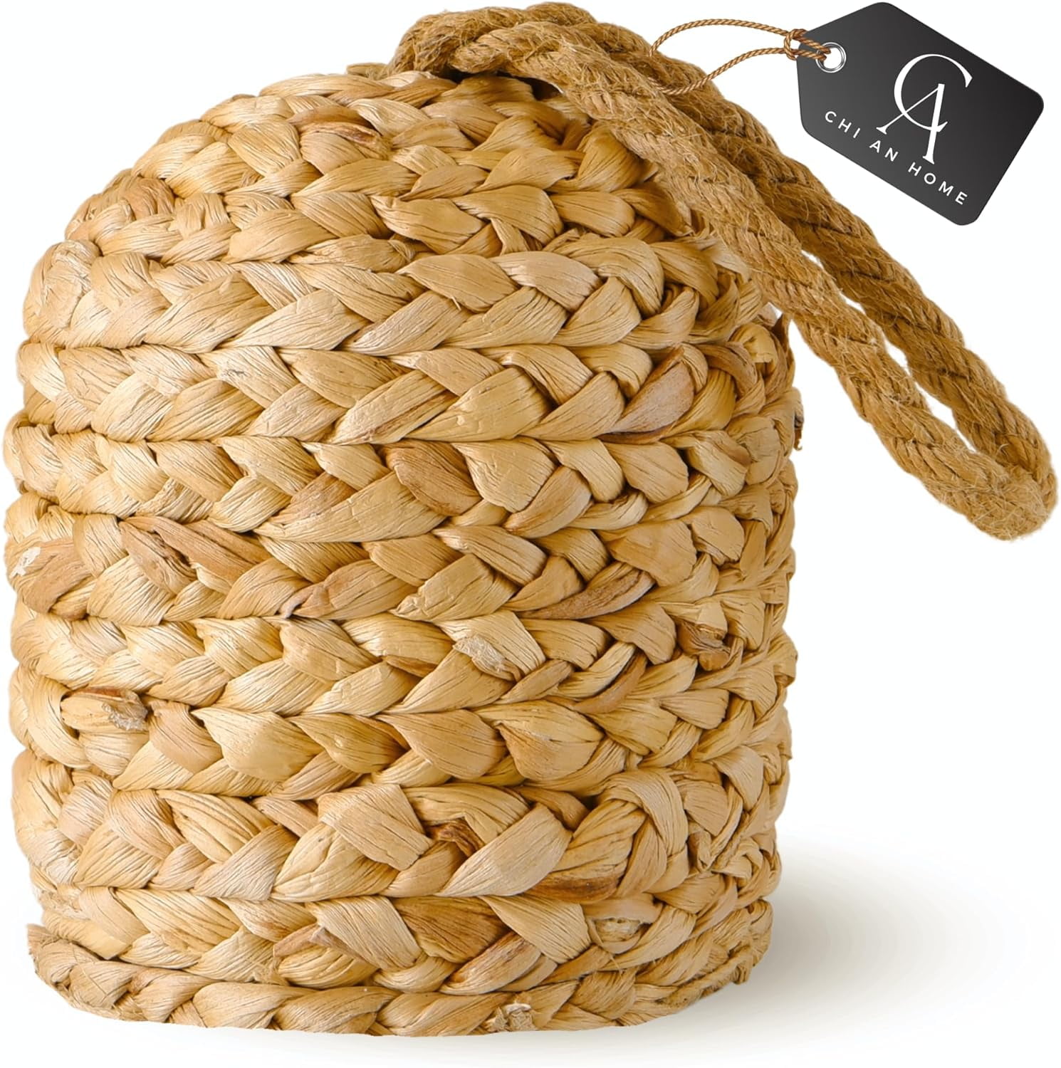 4.4lbs Natural Door Stopper for Bottom of Door Decorative Heavy Duty Door Stop with Handle Wicker Cute Door Stopper for Modern Farmhouse Water Hyacinth Home Decor 4.7"D x 6.3"H (Cylinder)