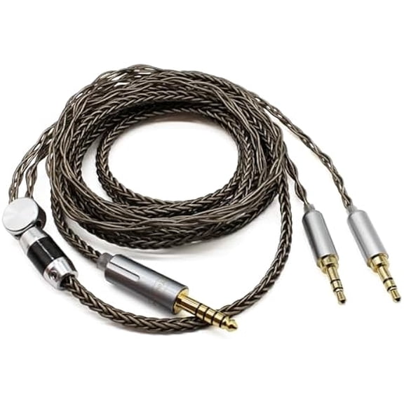 4.4mm Cable Compatible for Hifiman HE4XX, HE-400i Headphones 8 Core Braided Silver Plated Replacement Audio Upgrade Cable (4.4mm to Dual 3.5mm Male Version)