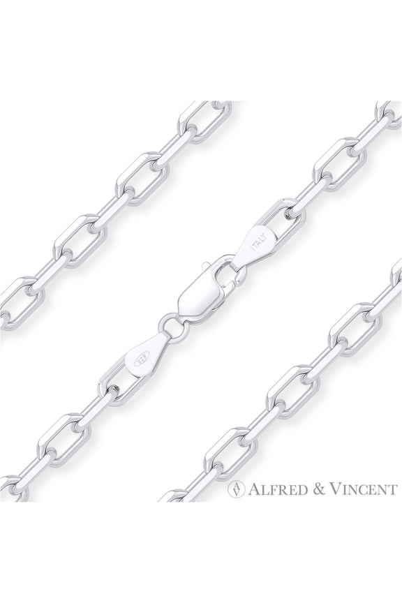 4.4mm D-Cut Anchor Cable Link Chain Necklace in Solid .925 Sterling Silver