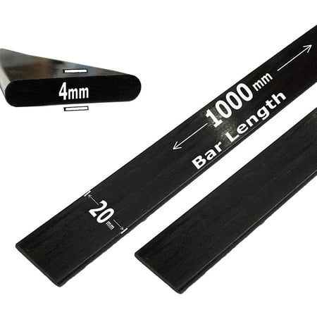 4 4mm x 20mm 1000mm - PULTRUDED-Flat Carbon Fiber Bar. 100% Pultruded high Strength Carbon Fiber. Used for Drones, Radio Controlled Vehicles. Projects requiring high Strength Components