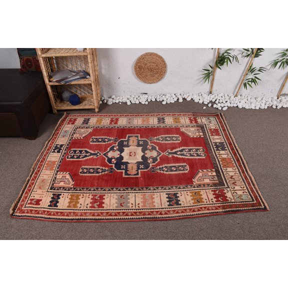 4.4x5.8 ft Area Rugs, Turkish Rug, Vintage Rug, Floor Rugs, Moroccan Rug