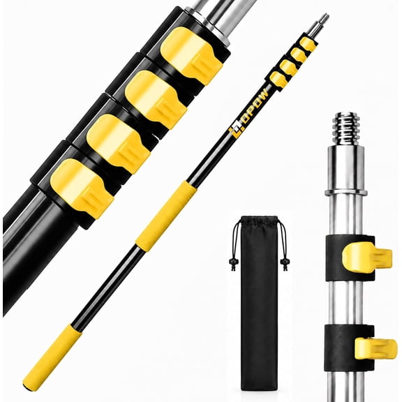 4.5-18ft Telescopic Extension Pole, Heavy-Duty Aluminum Paint Roller Extension Pole with Flip-Lock, Universal Thread, Multi-Purpose Extendable Pole for High Multi-Story Work