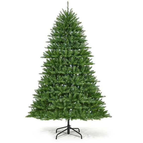 4.5/6/7.5/9 FT Twinkling Pre-Lit Artificial Christmas Tree, PVC Holiday Trees with Metal Stand, Green Christmas Pine Tree with Incandescent Warm White Lights, Collapsible Stand, Switch Foot Pedal