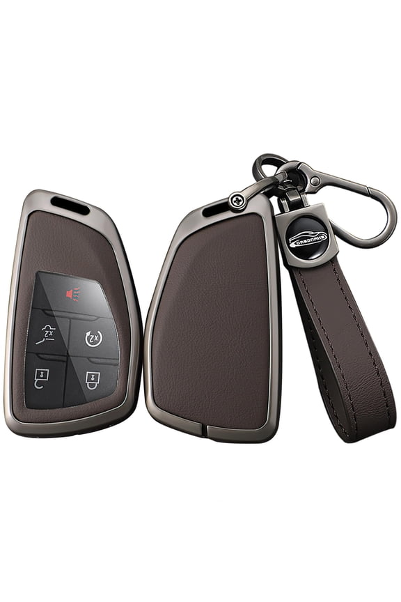 4/5/6 Buttons Leather Key Case Metal Key Protector Anti-scratched Car Key Holder Fit for GMC Yukon/XL/Denali Sierra 1500 2500HD 3500HD 2021-2023 Key Remote