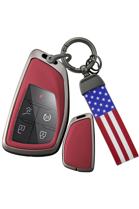 4/5/6 Buttons Leather Key Case Metal Key Protector Anti-scratched Car Key Holder Fit for GMC Yukon/XL/Denali Sierra 1500 2500HD 3500HD 2021-2023 Key Remote
