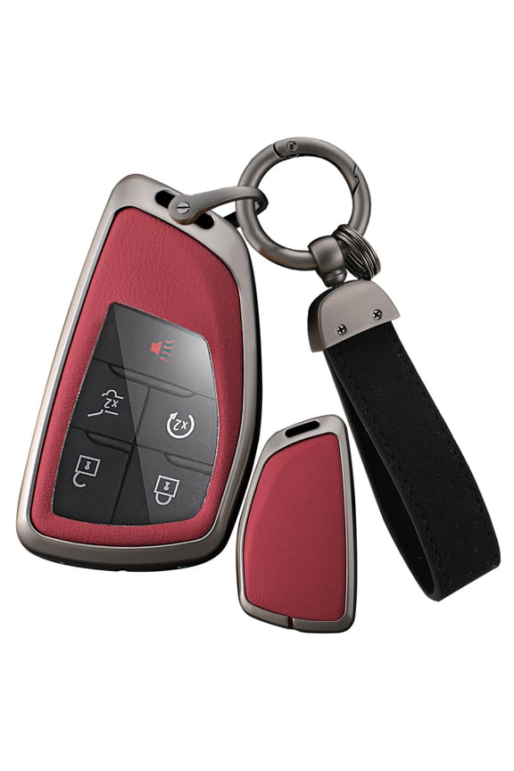4/5/6 Buttons Leather Key Case Metal Key Protector Anti-scratched Car Key Holder Fit for GMC Yukon/XL/Denali Sierra 1500 2500HD 3500HD 2021-2023 Key Remote