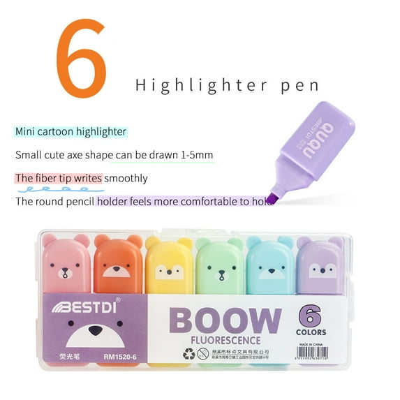 4/5/6 Color Set Punctuation Mini Fluorescent Pen Eye Protection Macaron Fluorescent Stroke Special Marking Highlighter Permanent