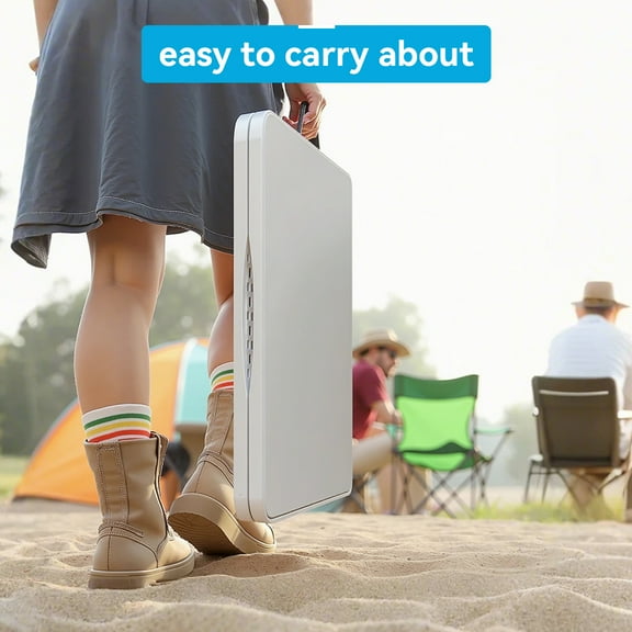 4/5/6-Foot Plastic Folding Table with Handle & Lock, Portable Banquet Table for Camping & Parties