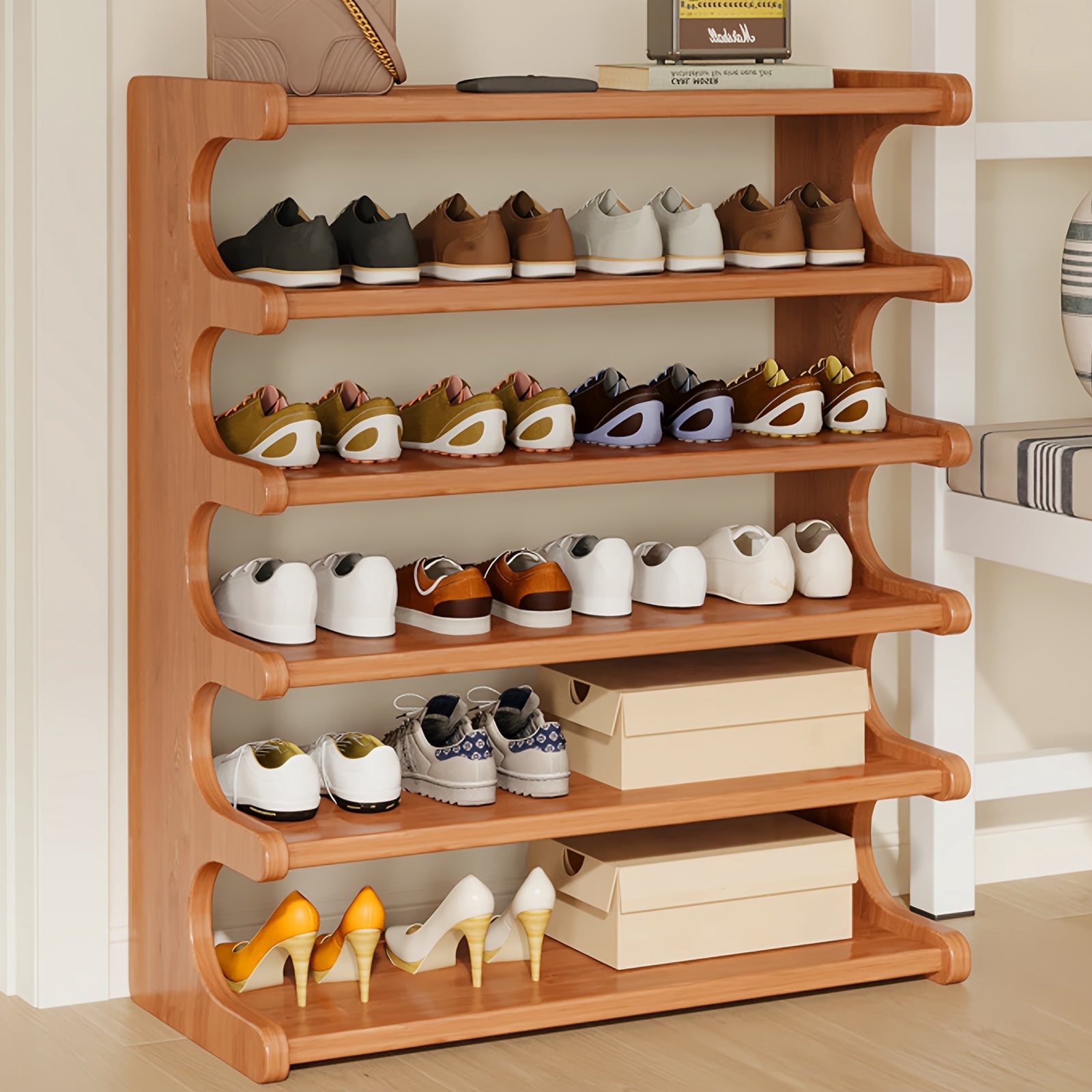 4/5/6 Tier Bamboo Shoe Rack – Wooden Shoe Organizer Shelf for Entryway, Closet, or Garage, Holds Up to 24 Pairs, Space-Saving & Easy to Assemble - Walmart.com