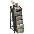 thumbnail image 1 of 4/5/6 Tiers Slim Rolling Storage Cart, Fruit Vegetable Storage Cart, Narrow Metal Storage Cart with Pull-Out Basket, Fruit Vegetable Metal Wire Shelf for Living Room, Kitchen-Black,6 Layers, 1 of 8