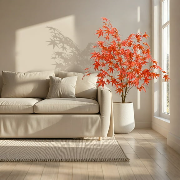 4/5/6FT Autumn Maple Artificial Tree, Thanksgiving Decor Artificial Fall Tree with Branches for Outdoor Wedding Party Autumn Decor