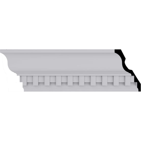 4 5/8"H x 2 7/8"P x 5 1/2"F x 94 1/2"L, (1 3/8" Repeat) Dentil Crown Moulding