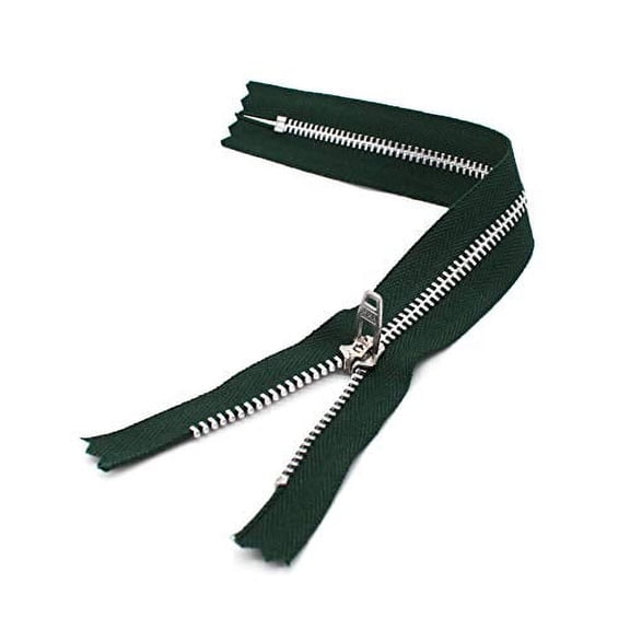 #4.5 Aluminum Pants/Jeans Rail Grey Medium Weight YKK Zipper - Color Hemlock Green #890 - Made in The United States (1 Zipper Per Pack) (6" Inches)