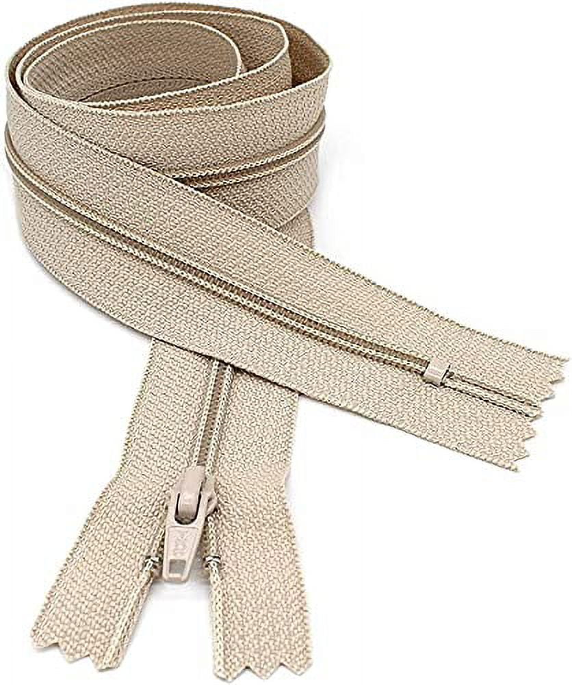 YKK Reißverschluss #4.5 – Geschlossener Bezug, Hellbeige, Wählbare Länge, Made In USA