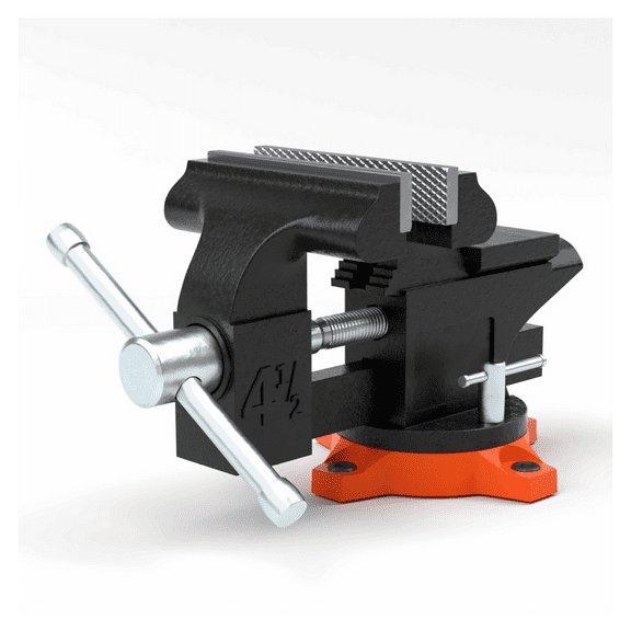 4.5" Bench Vise - Heavy Duty Swivel Base Vise with Anvil - Multipurpose Workshop Vise for Metalworking, Jewelry, Hobby & Repair - Forged Cast Iron