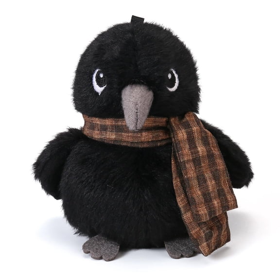 4.5” Black Crow Plush Toy with Shawl Cute Bird Stuffed Animal Gift for Kids | Realistic Palm-Sized Crow Plushie Toy, Desk Decor, Birthday Christmas Valentine’s Day Gift for Girls Boys Girlfriend