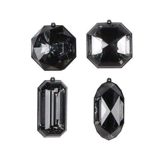 Vickerman 4-5" Black Jewel Glitter Ornament Assorted, includes 4 pieces per bag