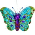 thumbnail image 1 of 4.5" Blue and Pink Butterfly Glass Christmas Ornament, 1 of 7